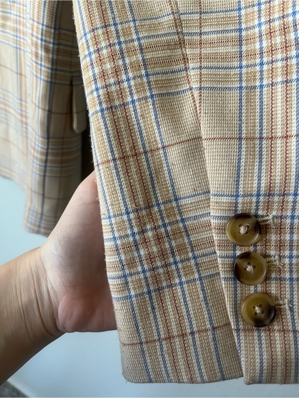 Revolve Song of Style Ansley Dual Breast Blazer Camel Multi Check Women Size S/M - Picture 16 of 16